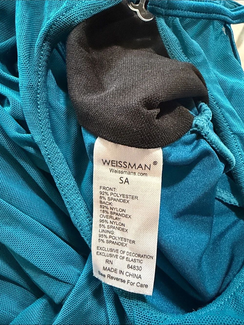 WEISSMAN Dance Costume dress lyrical teal aqua blue 10,000 MILES 13171 SA adult
